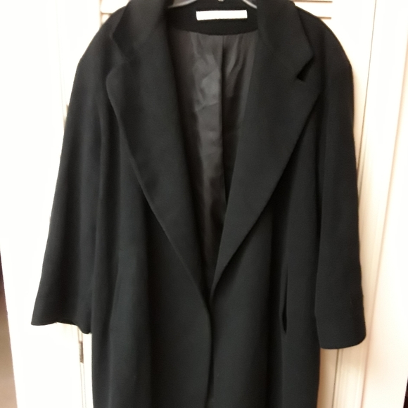 Black Perry Ellis Cashmere Wool Trench Coat - Picture 1 of 8